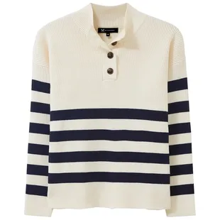Crew Clothing Co. Womens Stripe Rugby Polo Shirt (Raspberry) | Sportpu