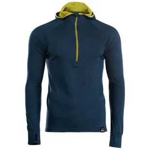 Isobaa Mens Merino 200 Zip Neck Hoodie Petrol Sportpursuit