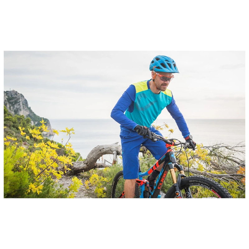 Cube Mens AM Round Neck Long Sleeve Jersey Blue Lime Sportpursuit