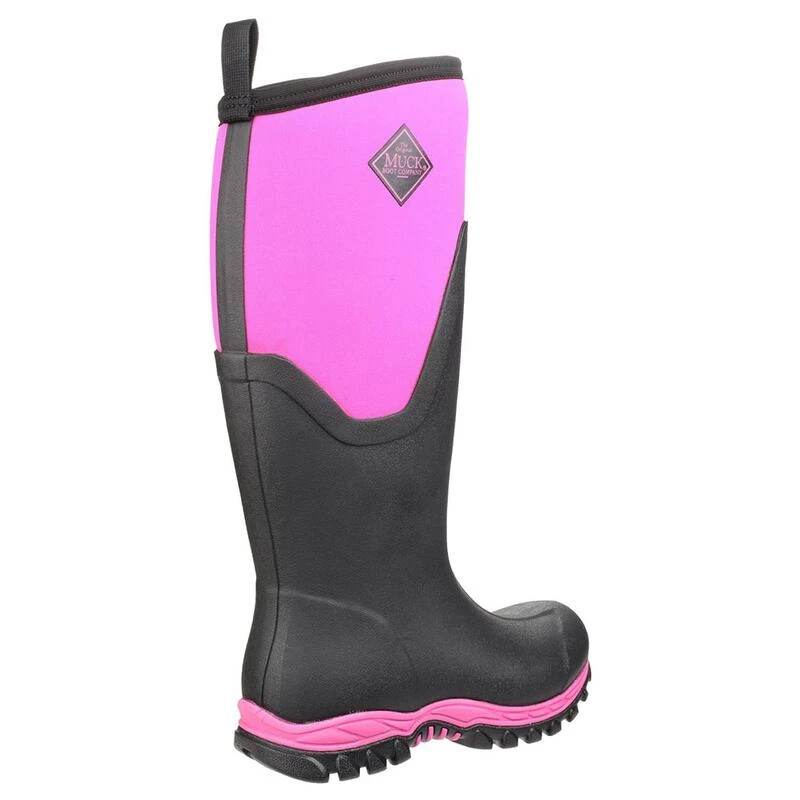 Muck Boot Womens Arctic Sport Pull On Wellingtons Black Pink Sport