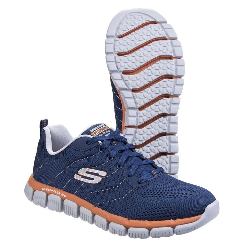 Skechers Mens Skech Flex 2.0 Milwee Trainers Navy Orange Sportpurs