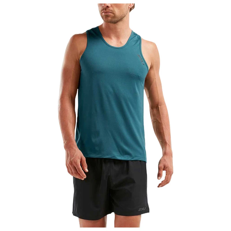 2XU Mens GHST Vest Blue Sports Running Gym Breathable Reflective Lightweight 