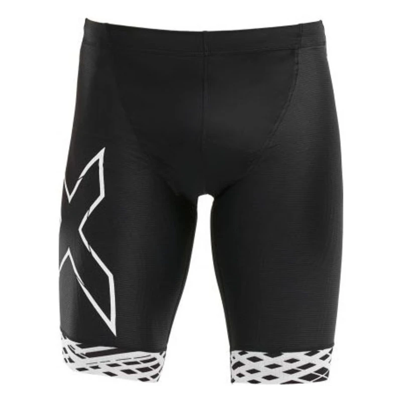 Compression Tri Shorts (Black/Black White Lines) | Sportpursu
