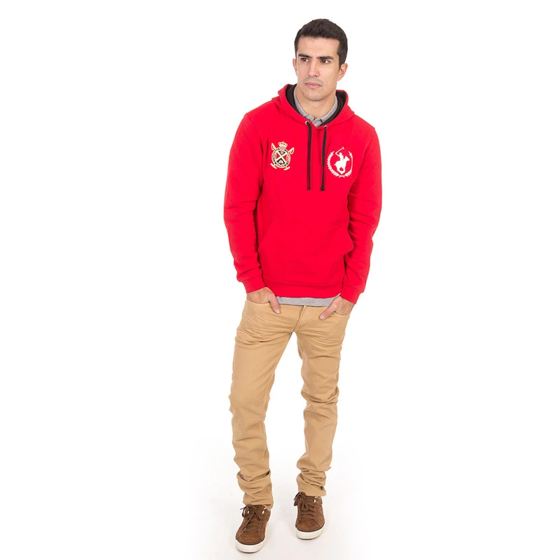 Polo Club Mens Major Captain Hooded Sweatshirt Bi Hood (Red/White) S