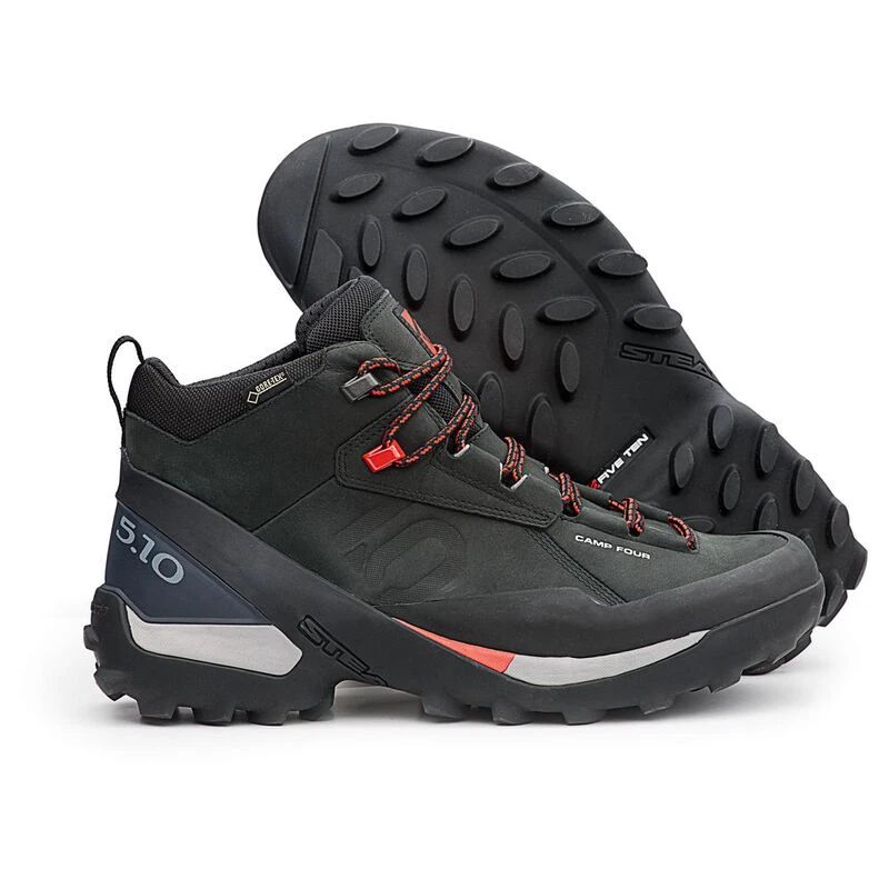 Five Ten Mens Camp 4 GTX Leather Mid Approach Shoes Black Red Spor