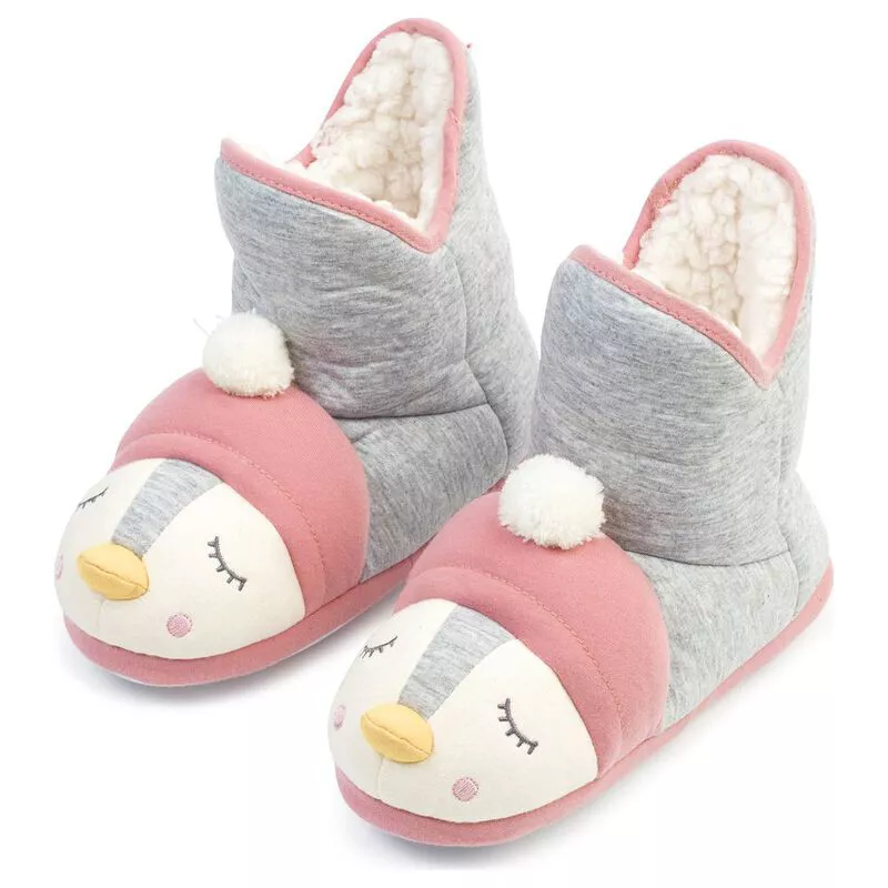 Fat Face Kids Penguin Slipper Boots Pink Sportpursuit