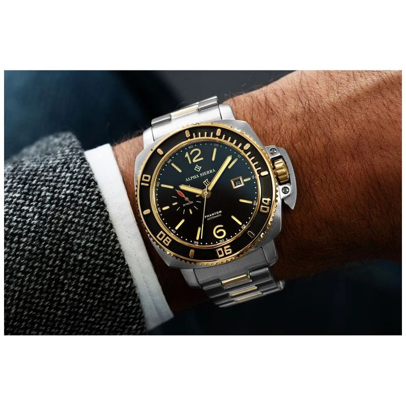 Alpha Sierra Phantom Automatic Watch Silver Black Steel Sportpursu