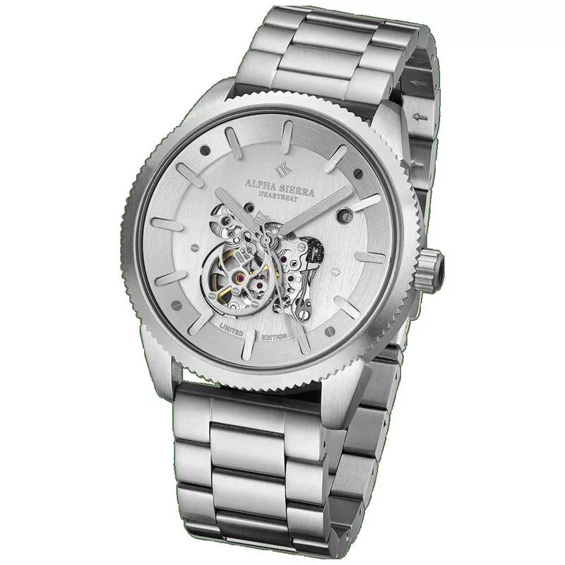 Alpha Sierra Heartbeat Automatic Watch Silver Steel Sportpursuit.c