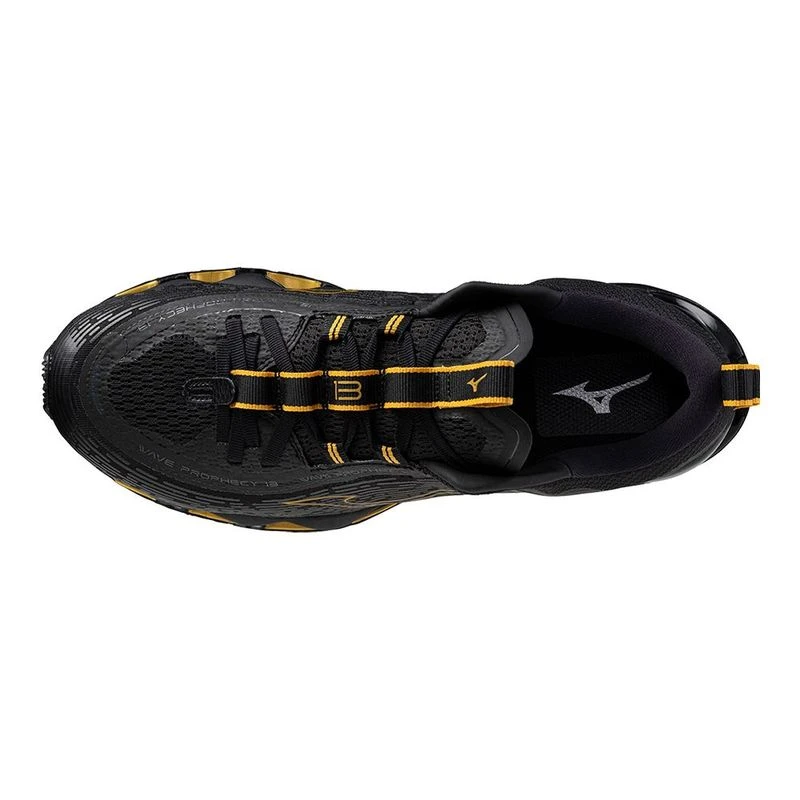 Mizuno Wave Prophecy 13 Running Shoes Black Gold Metallic Gray Spo