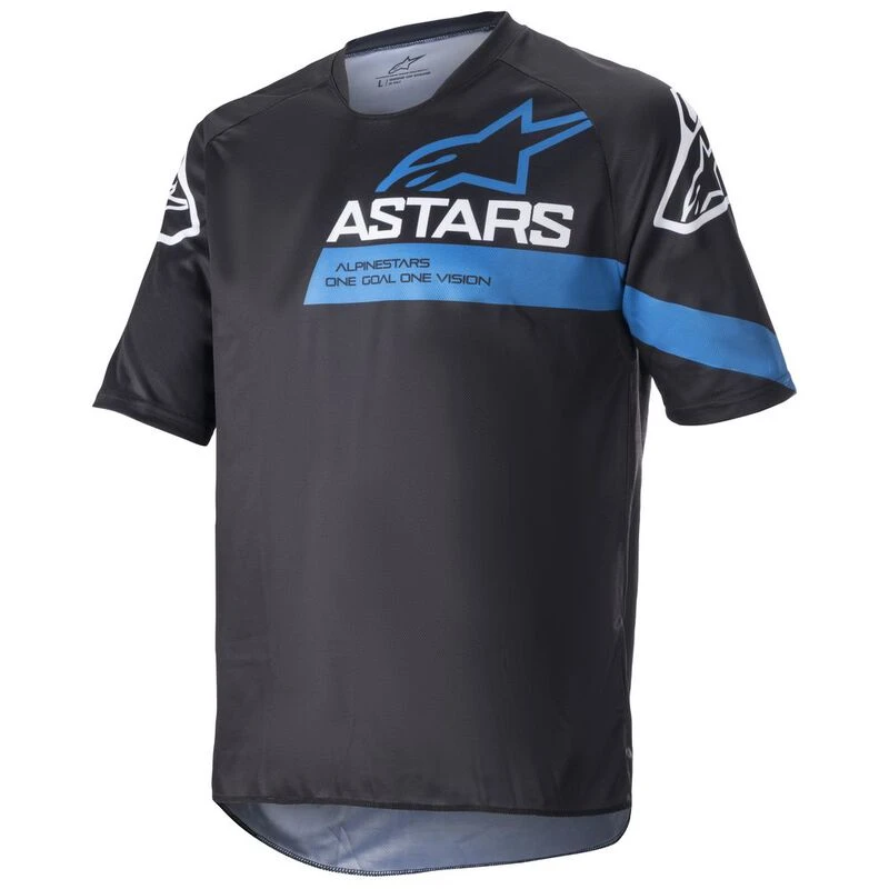 Alpinestars Mens Racer V3 Jersey Black Bright Blue Sportpursuit