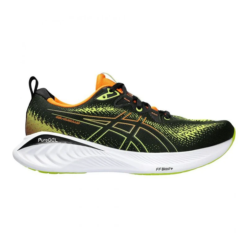 Asics Mens Gel Cumulus 25 Running Shoes Black Neon Lime Sportpursu