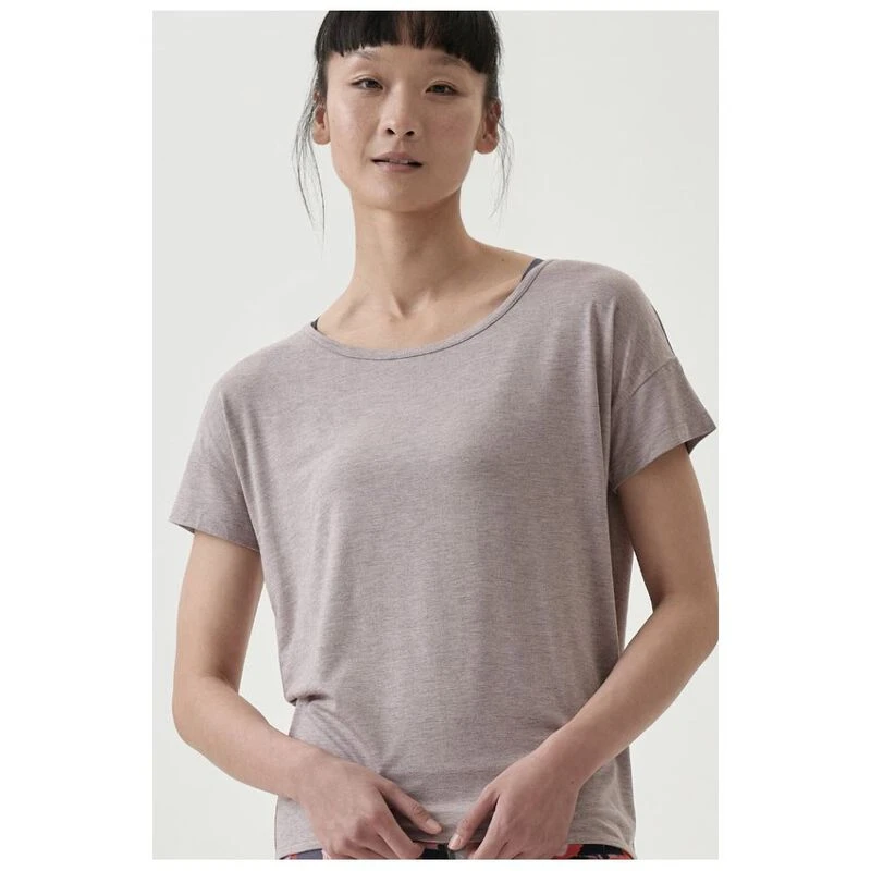 BAM Womens Horizon Tapered Split Back Yoga Top Pink Mink Sportpurs