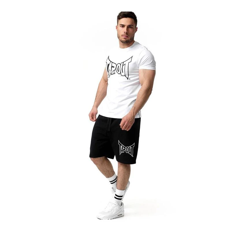 Tapout Mens Lifestyle Basic Shorts Black White Sportpursuit