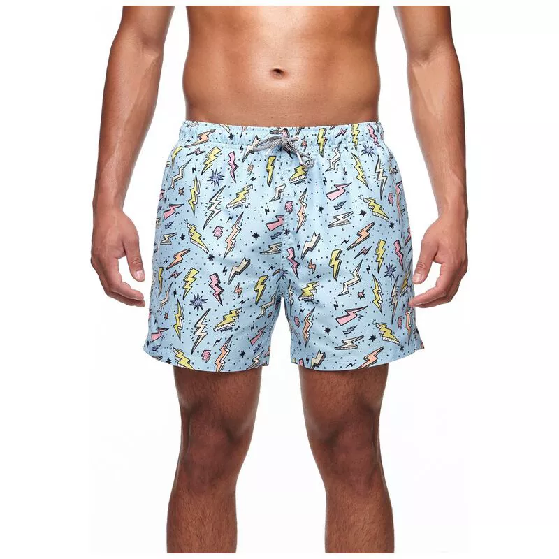 Boardies Mens Lightening Mid Length Swim Shorts Blue Sportpursuit