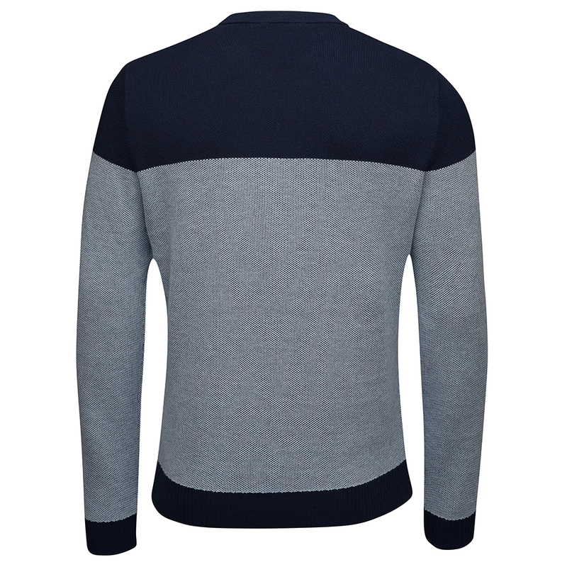 Bolger Mens Alesund Merino Blend Sweater (Navy/Ice Blue Melange) | Spo