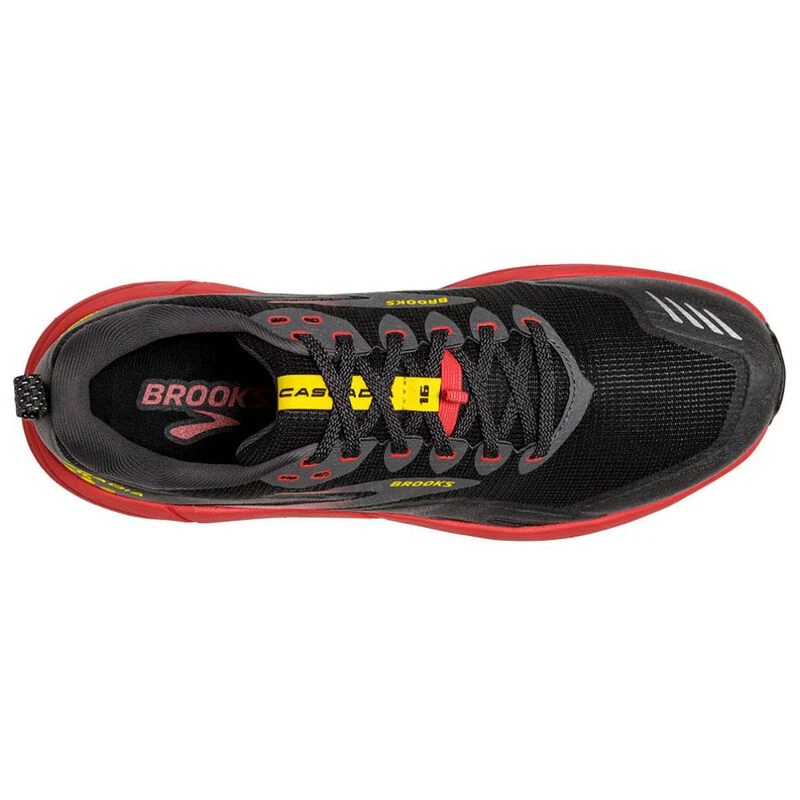 Brooks Mens Cascadia 16 Trail Running Shoes (Black/Fiery Red/Blazing Y