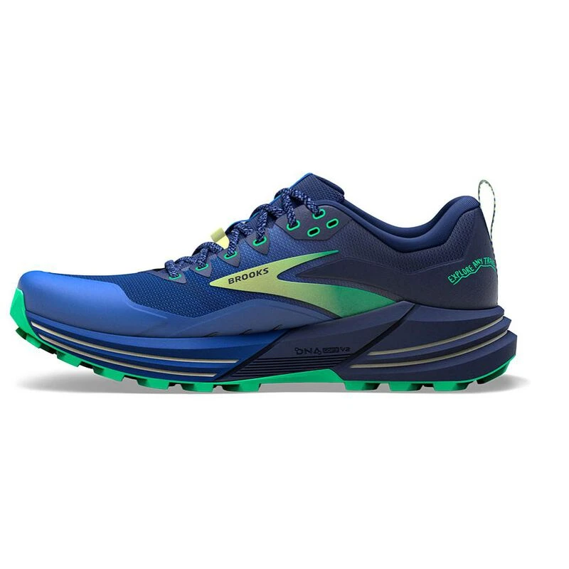 Brooks Mens Cascadia 16 Trail Running Shoes (Blue/Surf the Web/Green)