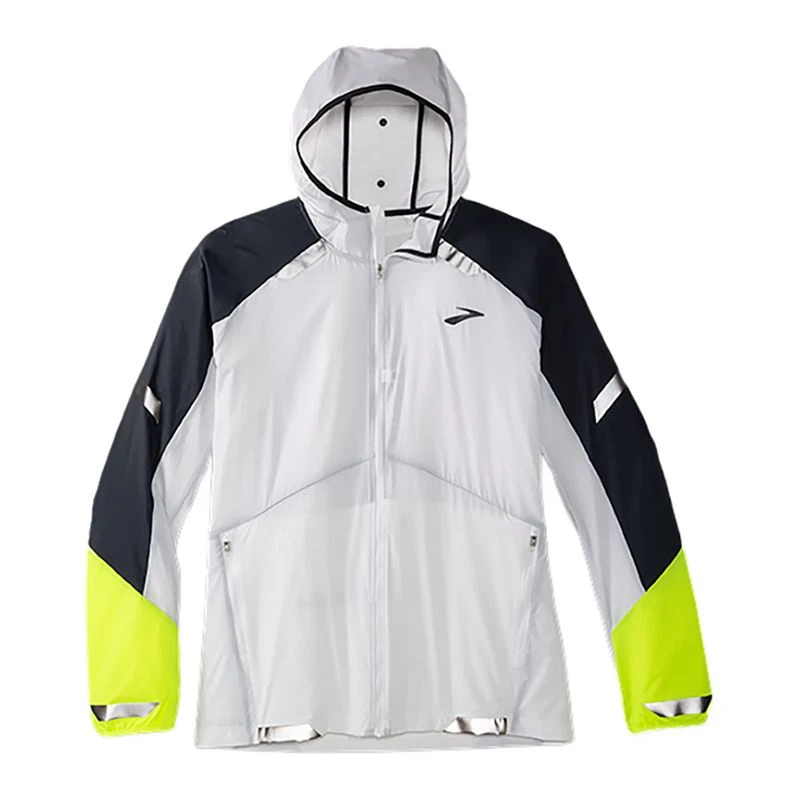 Brooks Mens Run Visible Convertible Jacket White Asphalt Nightlife
