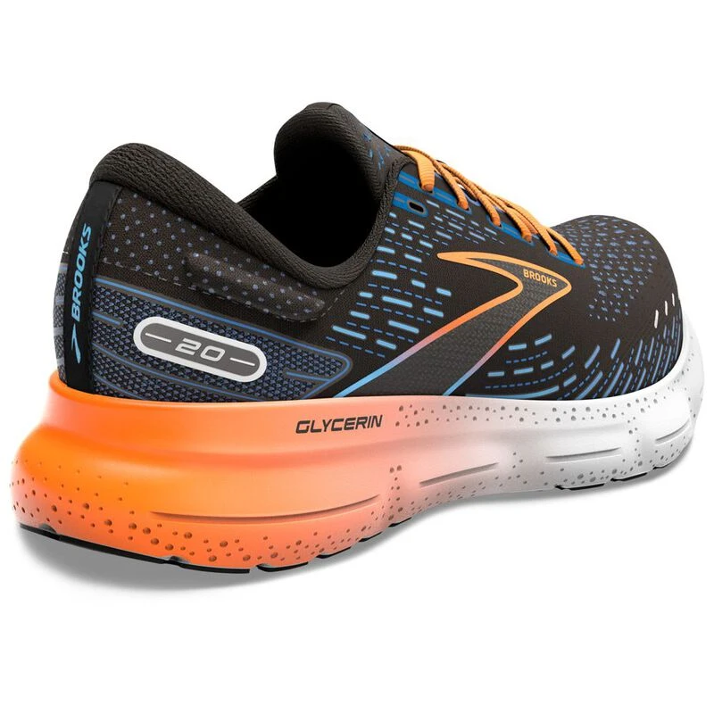 Brooks Mens Glycerin 20 Running Shoes (Black/Classic Blue/Orange) | Sp