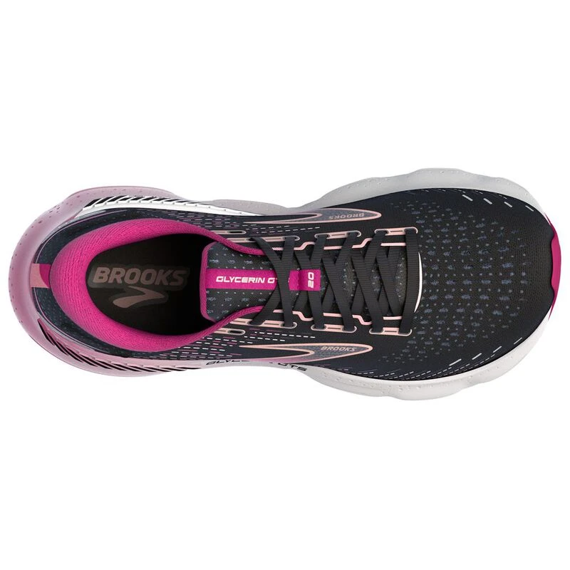 Brooks womens glycerin gts 20 running shoes black fuchsia linen sp