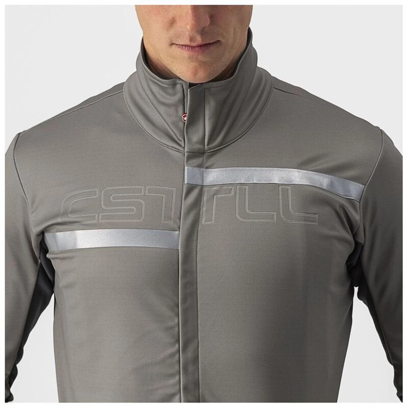 Castelli Mens Transition 2 Jacket Nickel Gray Dark Gray Silver Reflex