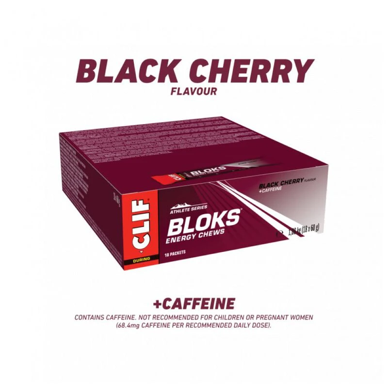 Clif Bar Bloks Energy Chews (Black Cherry Caffeinated 18 x 60g B