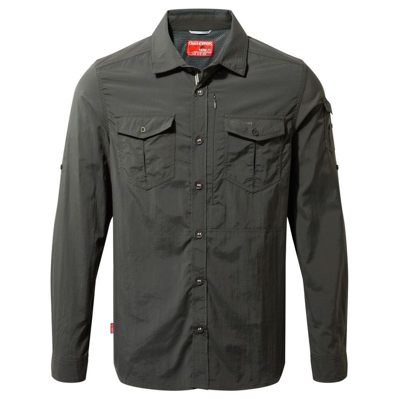 Craghoppers Mens NosiLife Adventure Long Sleeve Shirt (Black Pepper)