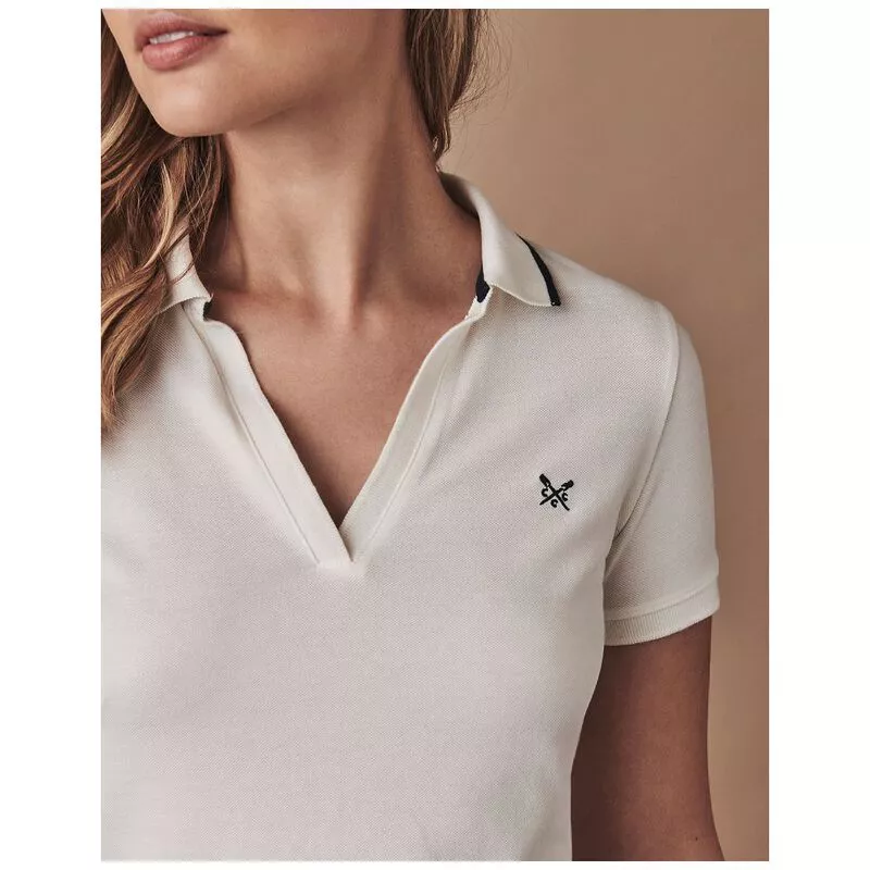 Crew Clothing Co. Womens Notch Neck Polo Shirt White Sportpursuit