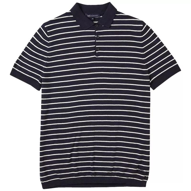 Crew Clothing Co. Mens Knitted Polo Shirt (Navy/White) Sportpursuit.