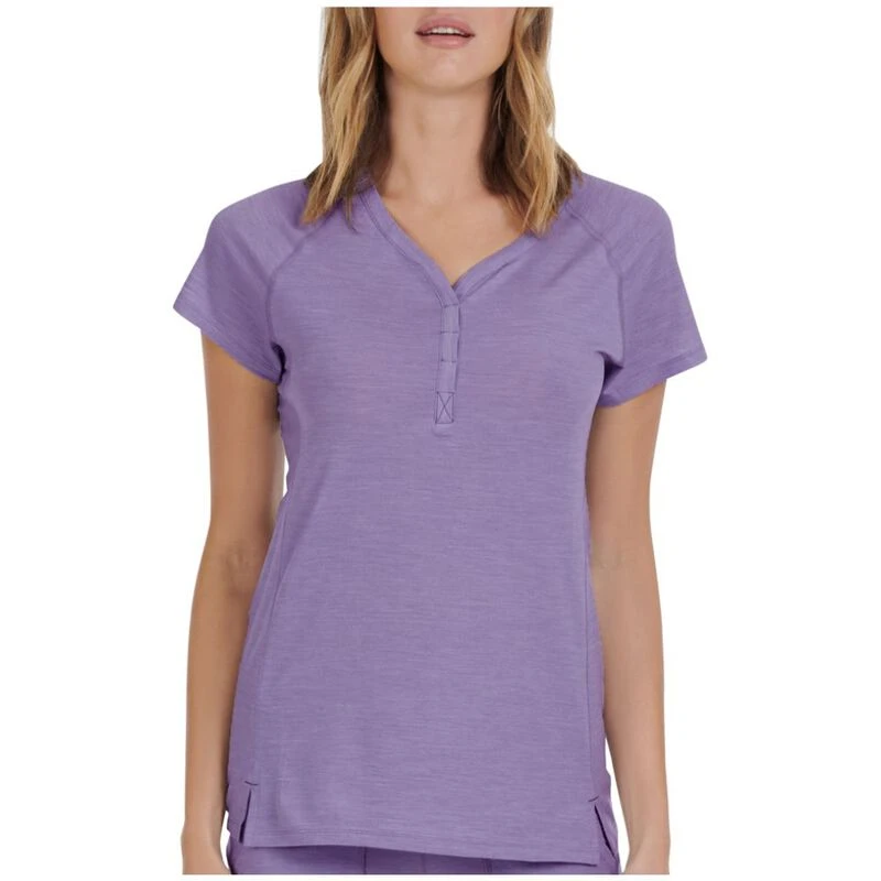Dagsmejan Womens Stay Warm Placket Neckline T-Shirt (Lilac Melange)