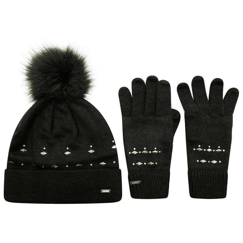 Dare2B Womens Bejewel II Hat & Gloves Set (Black)