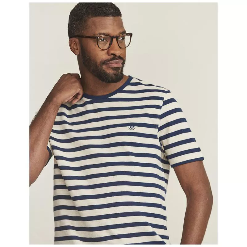Fat Face Mens Pique Stripe TShirt (Grey Marl)