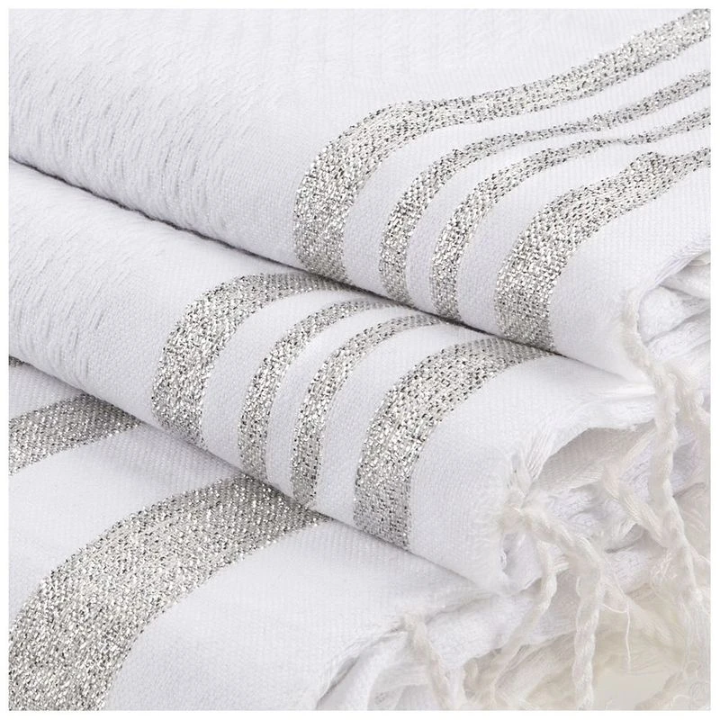 Febronie Hamptons Bathroom Towel Set White Silver Sportpursuit