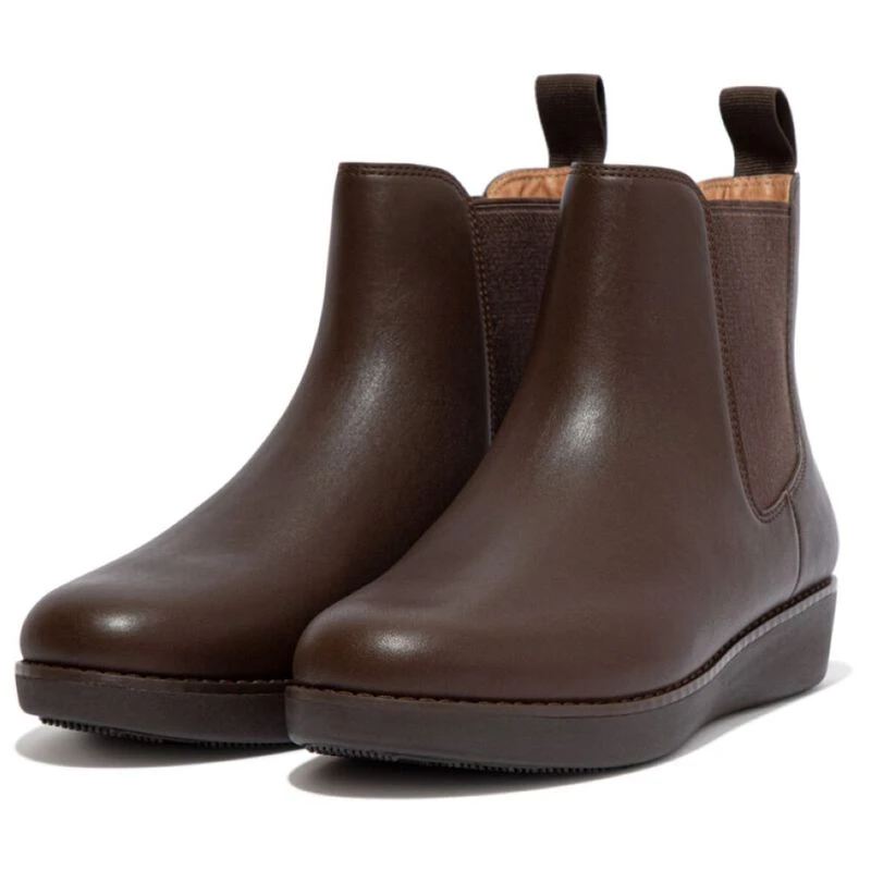 FitFlop Womens Sumi Leather Chelsea Boots Chocolate Brown Sportpur