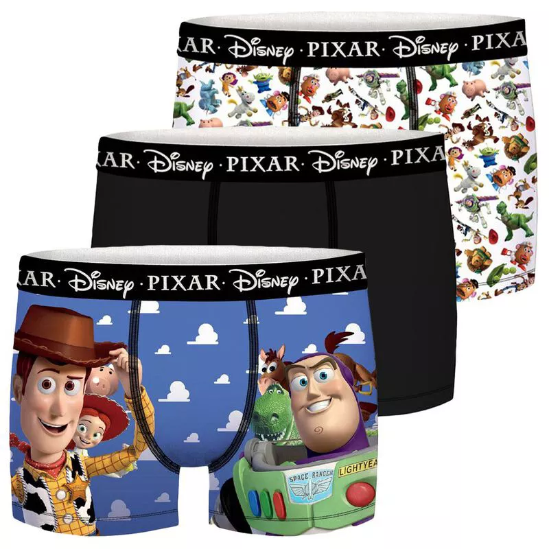 Freegun Boys Toy Story Woody & Buzz Boxers (Pack of 3 - Black)