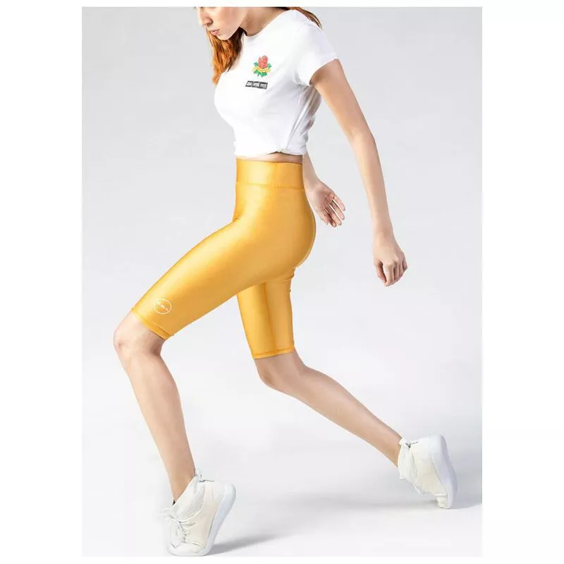 Gold biker shorts sales