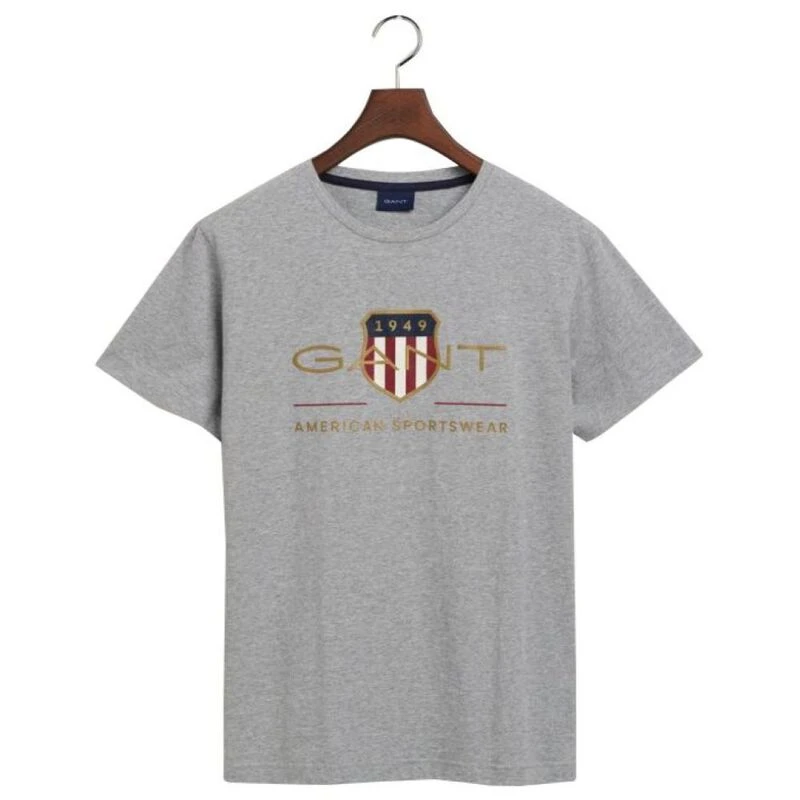 Gant Mens Archive Shield T-Shirt (Grey Melange) | Sportpursuit.com