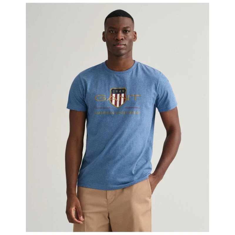 Gant Mens Archive Shield T-Shirt (Denim Blue Melange) | Sportpursuit.c