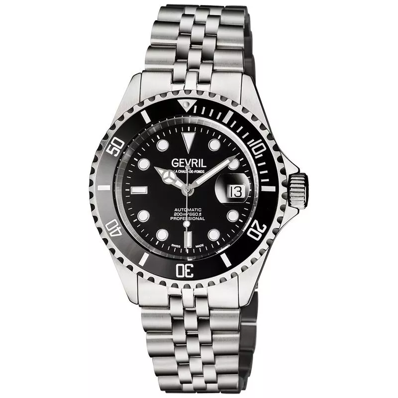 Gevril Mens Wall Street Automatic Watch Silver Black Sportpursuit