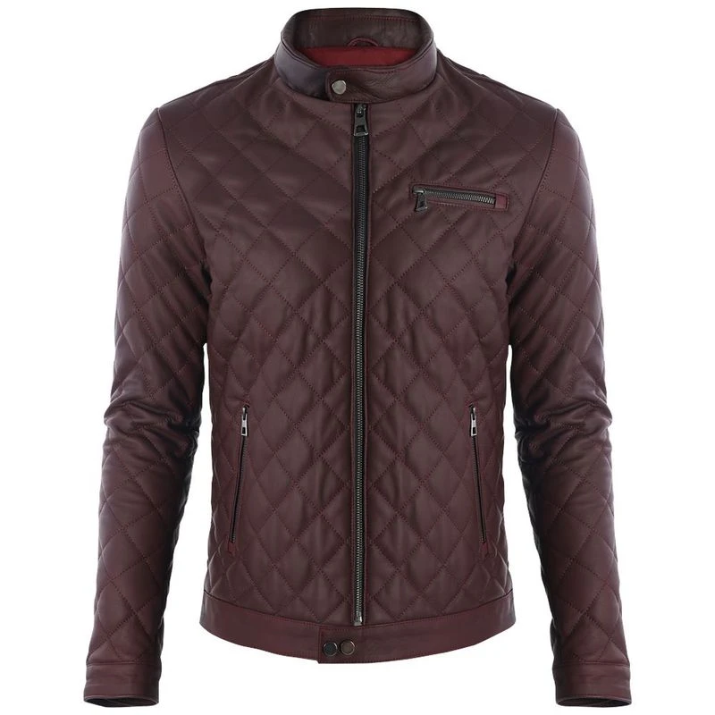 Mens padded leather jacket hotsell
