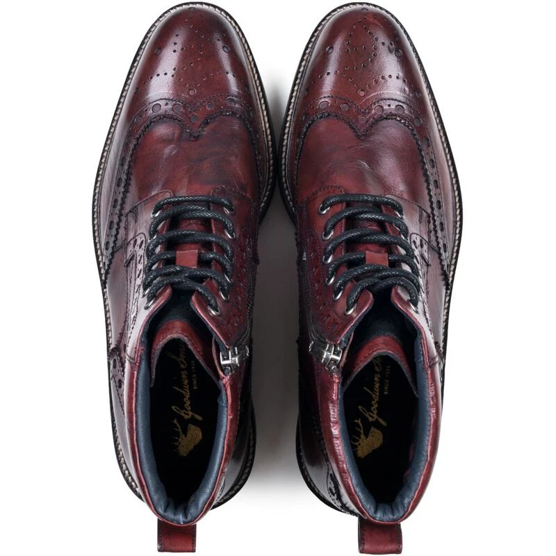 Mens burgundy brogue boots outlet