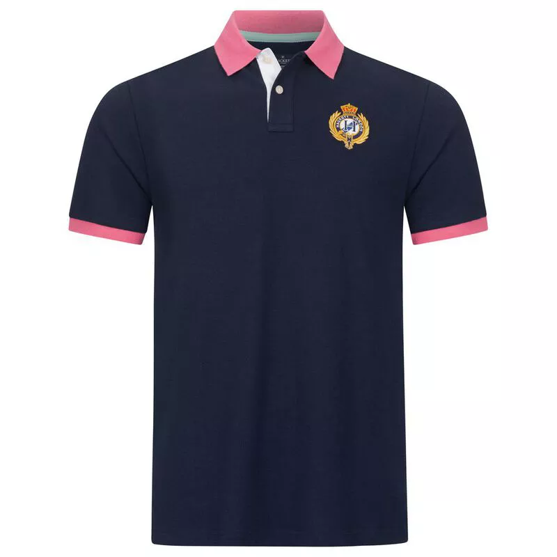 Hackett Mens Under Collar Polo Shirt Navy Multi Sportpursuit