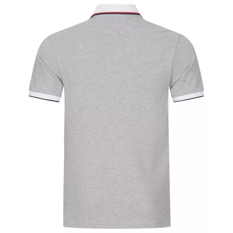 Hackett Mens Double Tip Polo Shirt Light Grey Marl Sportpursuit