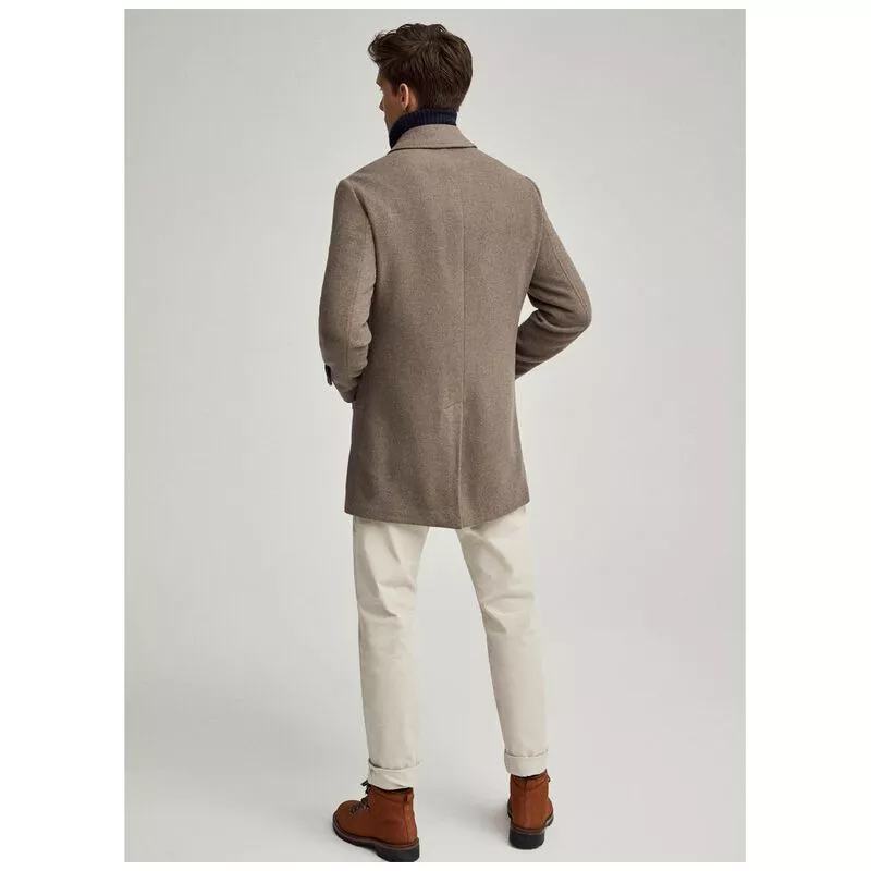 Hackett Mens Washed Wool Twill Coat (Taupe) | Sportpursuit.com