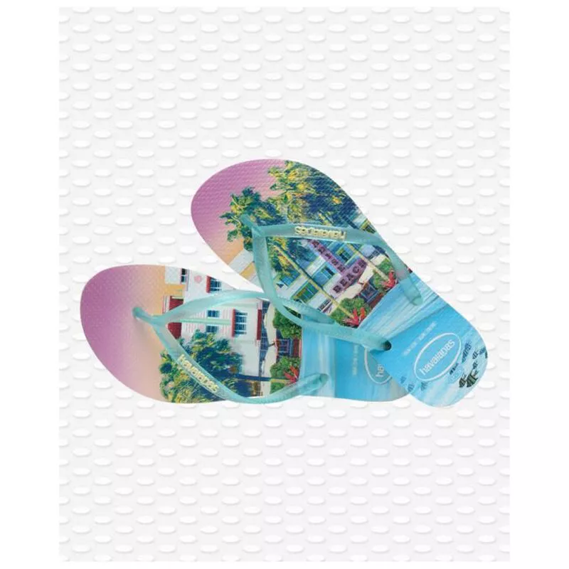 Havaianas Womens Slim Paisage Flip Flops White Light Green Sportpu