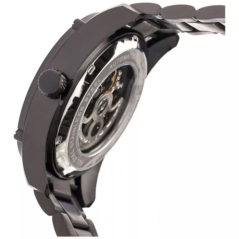 Heritor Mens Daniels Semi Skeleton Watch Black Sportpursuit