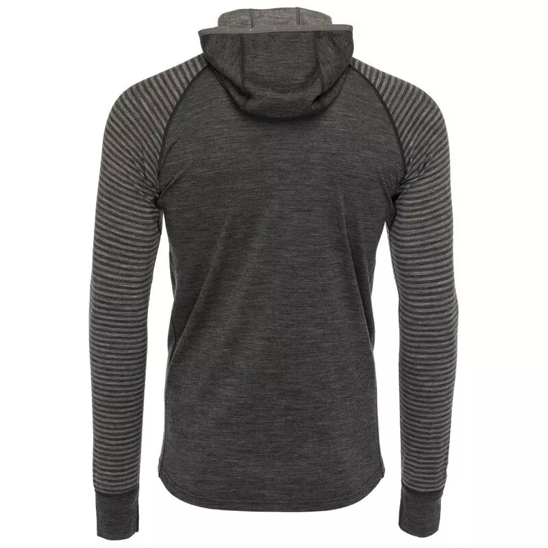 ISOBAA Mens Merino 200 Zip Neck Hoodie (Smoke/Charcoal) | Sportpursuit