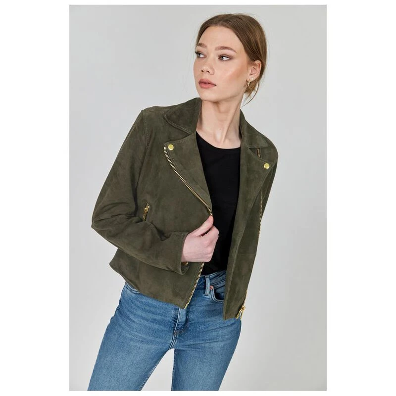 Jofama Womens Ellen Biker Jacket Olive Sportpursuit