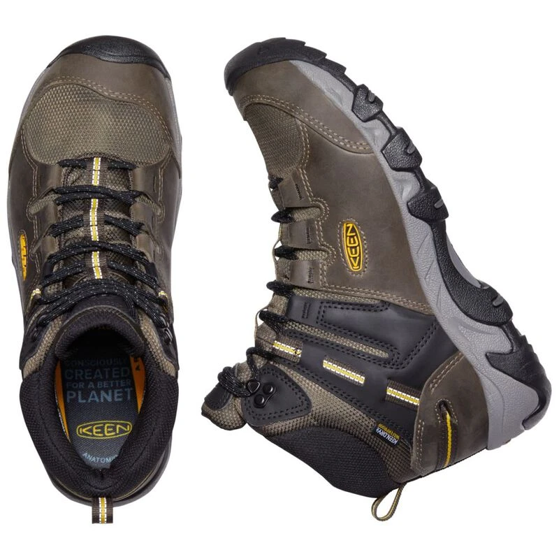 Keen Mens Steen Mid WP Waterproof Hiking Boots (Black Olive/Keen Yello