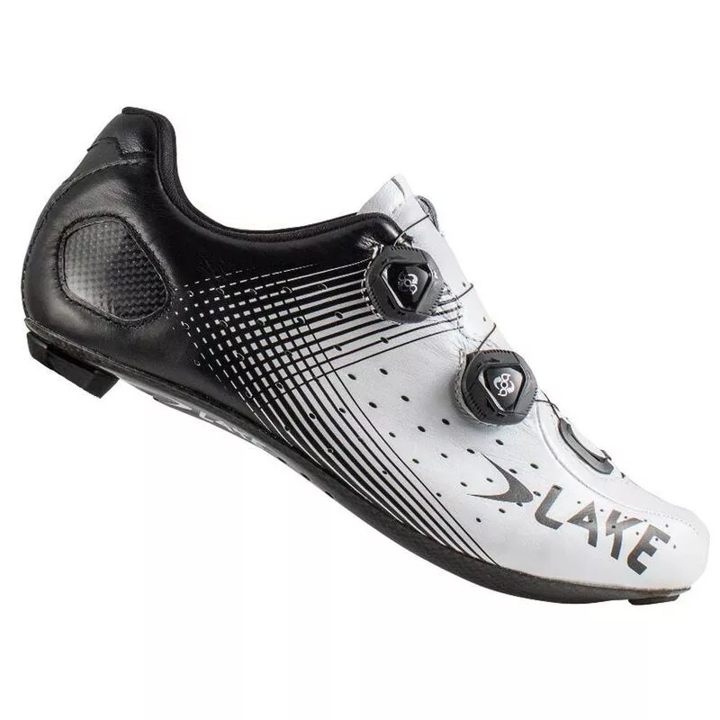 Lake CX332 Carbon Road Cycling Shoes (White/Black) | Sportpursuit.com